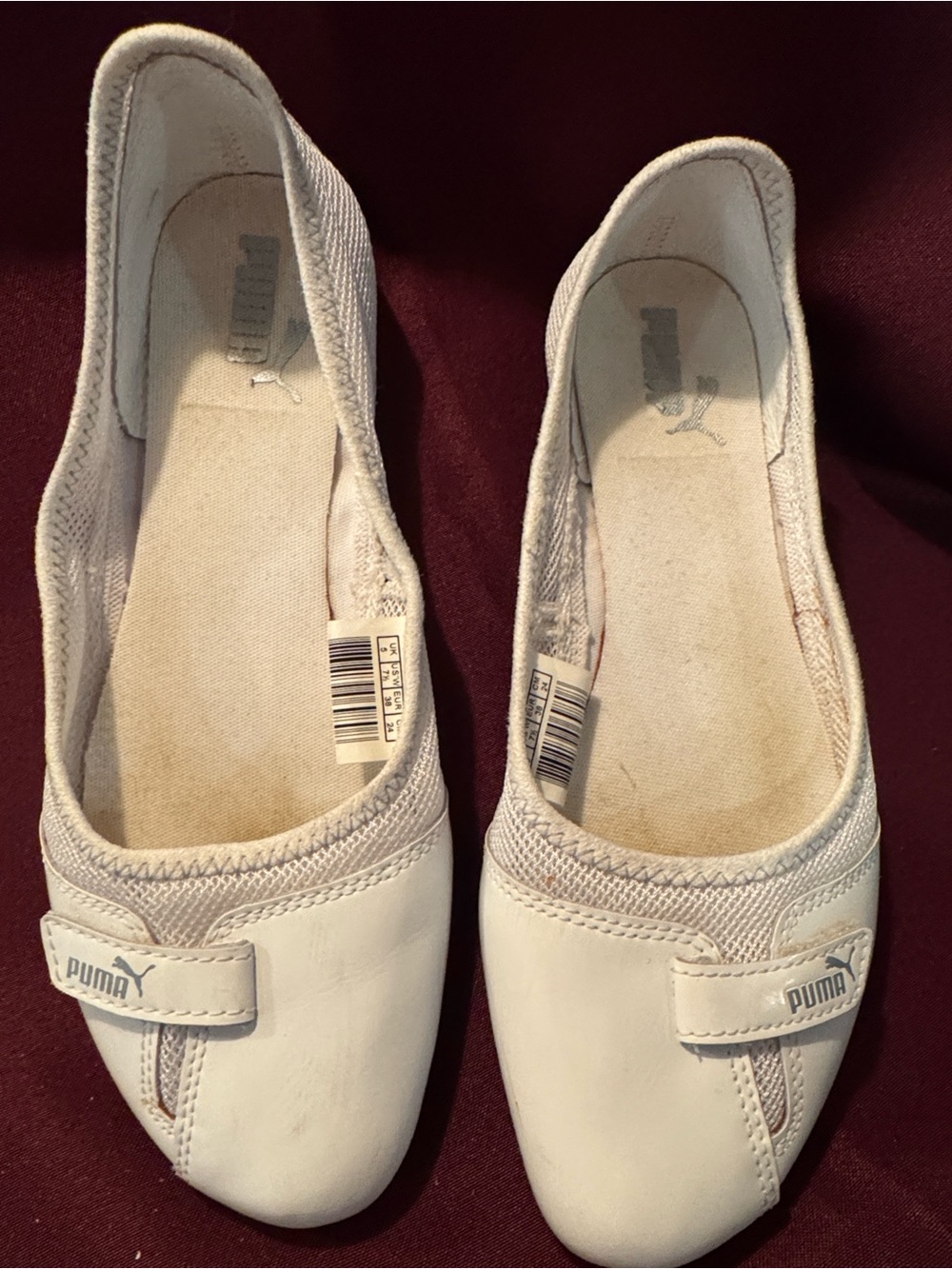 Y2K Puma Women’s White Slip-On Mesh & Patent Leather Ballet Flats - Size 7.5 - Picture 9 of 14